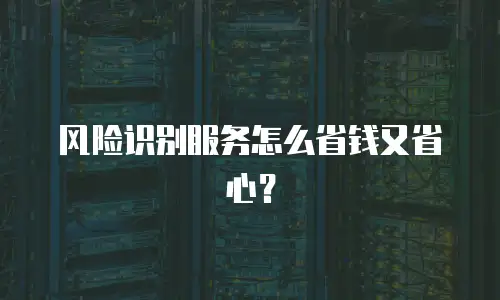 风险识别服务怎么省钱又省心？