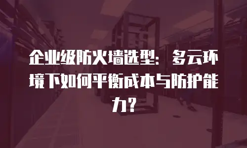 企业级防火墙选型：多云环境下如何平衡成本与防护能力？