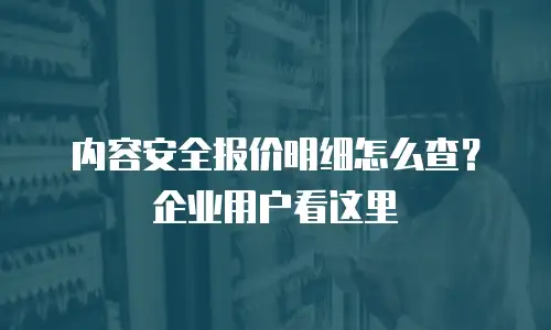 内容安全报价明细怎么查？企业用户看这里