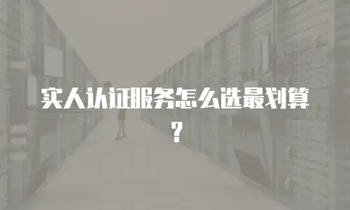 实人认证服务怎么选最划算？