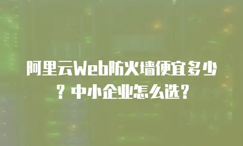 阿里云Web防火墙便宜多少？中小企业怎么选？