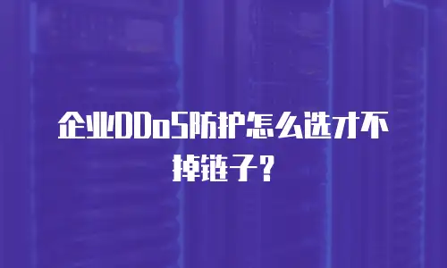 企业DDoS防护怎么选才不掉链子？