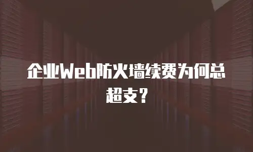 企业Web防火墙续费为何总超支？
