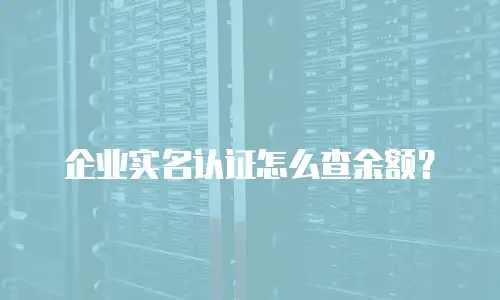 企业实名认证怎么查余额？