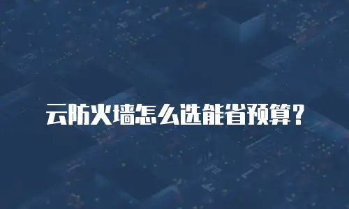 云防火墙怎么选能省预算？