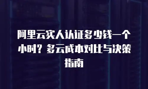 阿里云实人认证多少钱一个小时？多云成本对比与决策指南