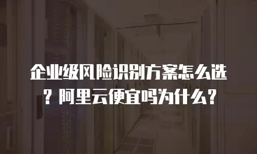 企业级风险识别方案怎么选？阿里云便宜吗为什么？