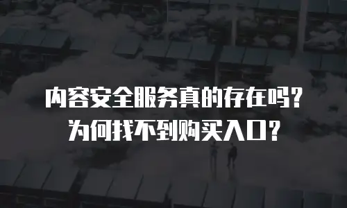内容安全服务真的存在吗？为何找不到购买入口？