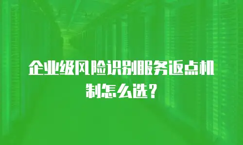 企业级风险识别服务返点机制怎么选？