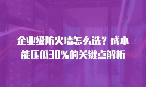 企业级防火墙怎么选？成本能压低30%的关键点解析