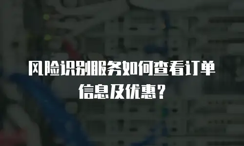 风险识别服务如何查看订单信息及优惠？