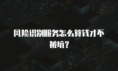 风险识别服务怎么算钱才不被坑？
