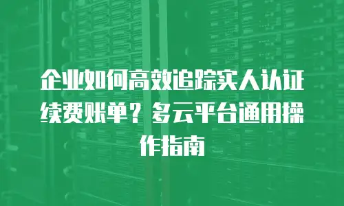 企业如何高效追踪实人认证续费账单？多云平台通用操作指南
