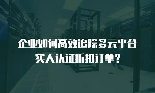 企业如何高效追踪多云平台实人认证折扣订单？