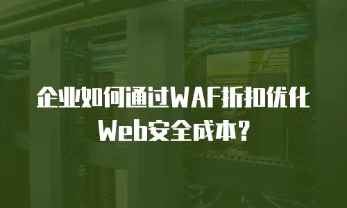 企业如何通过WAF折扣优化Web安全成本？