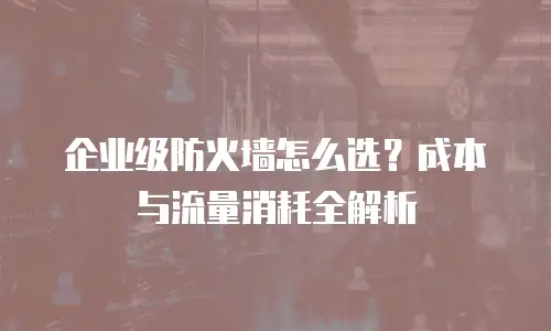 企业级防火墙怎么选？成本与流量消耗全解析