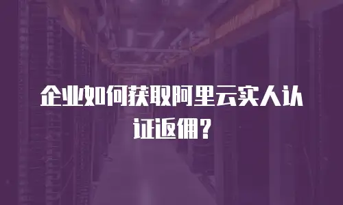 企业如何获取阿里云实人认证返佣？