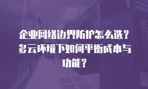 企业网络边界防护怎么选？多云环境下如何平衡成本与功能？