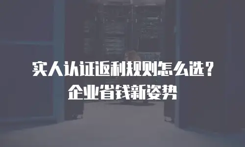 实人认证返利规则怎么选？企业省钱新姿势