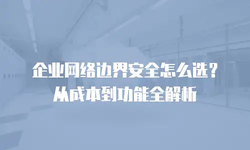 企业网络边界安全怎么选？从成本到功能全解析
