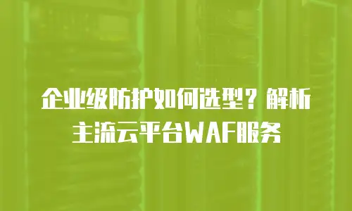 企业级防护如何选型？解析主流云平台WAF服务