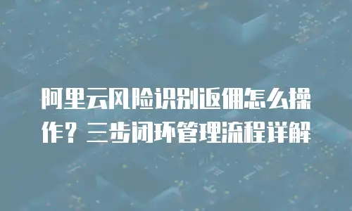 阿里云风险识别返佣怎么操作？三步闭环管理流程详解