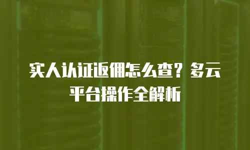 实人认证返佣怎么查？多云平台操作全解析