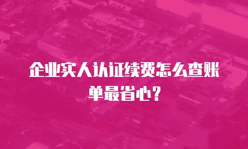 企业实人认证续费怎么查账单最省心？