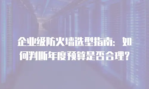 企业级防火墙选型指南：如何判断年度预算是否合理？