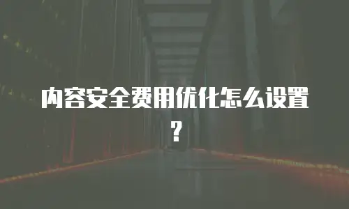 内容安全费用优化怎么设置？