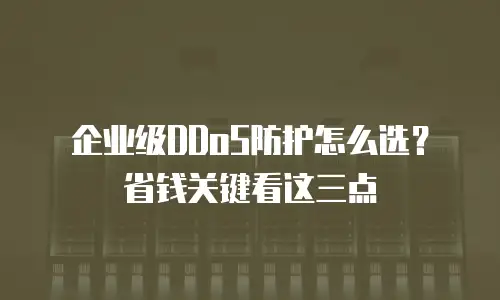企业级DDoS防护怎么选？省钱关键看这三点
