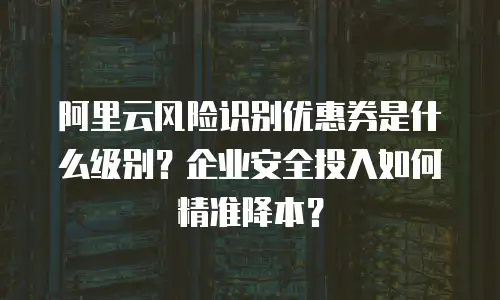 阿里云风险识别优惠券是什么级别？企业安全投入如何精准降本？