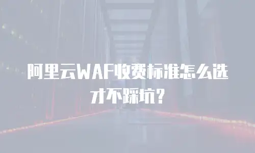 阿里云WAF收费标准怎么选才不踩坑？
