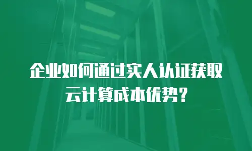 企业如何通过实人认证获取云计算成本优势？