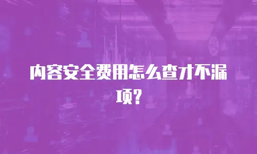 内容安全费用怎么查才不漏项？