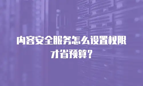 内容安全服务怎么设置权限才省预算？