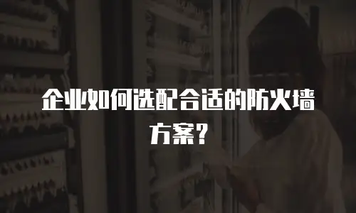 企业如何选配合适的防火墙方案？