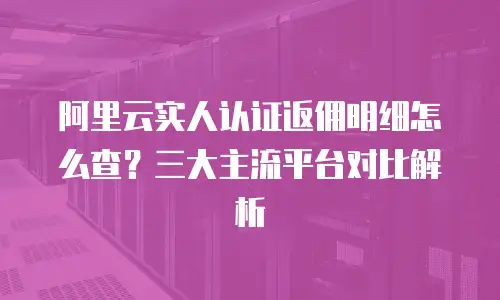 阿里云实人认证返佣明细怎么查？三大主流平台对比解析