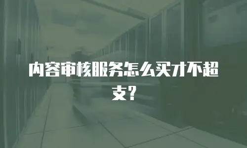 内容审核服务怎么买才不超支？