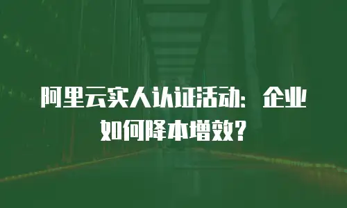 阿里云实人认证活动：企业如何降本增效？