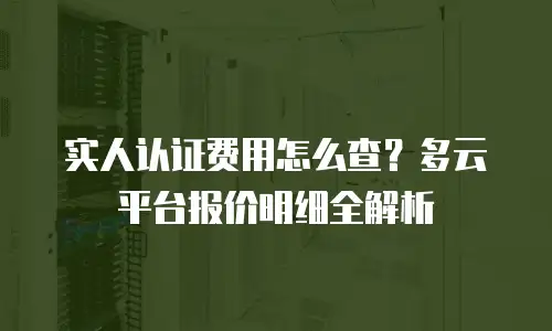 实人认证费用怎么查？多云平台报价明细全解析