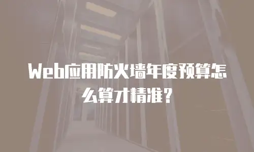 Web应用防火墙年度预算怎么算才精准？