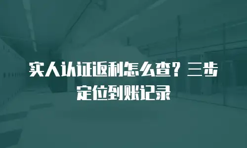 实人认证返利怎么查？三步定位到账记录