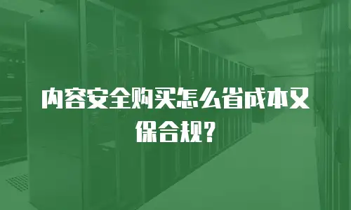 内容安全购买怎么省成本又保合规？