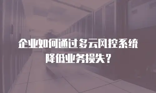 企业如何通过多云风控系统降低业务损失？