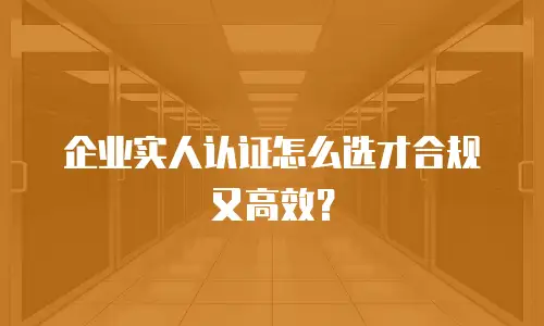 企业实人认证怎么选才合规又高效？