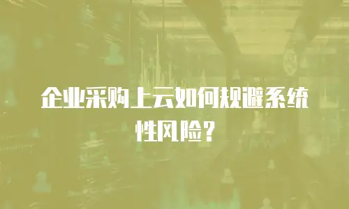 企业采购上云如何规避系统性风险？