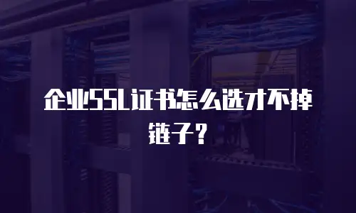 企业SSL证书怎么选才不掉链子？