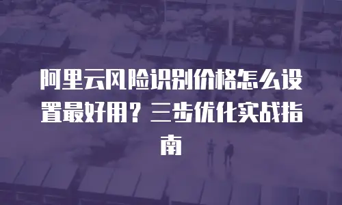 阿里云风险识别价格怎么设置最好用？三步优化实战指南