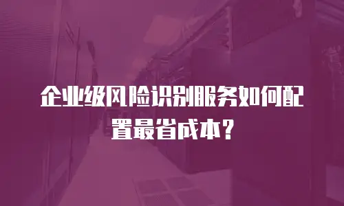 企业级风险识别服务如何配置最省成本？